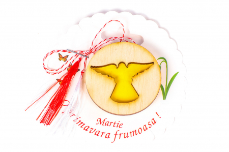 Insigne - Insigna din lemn cu un inger galben