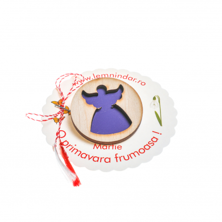 Insigna din lemn cu un inger mov [1]