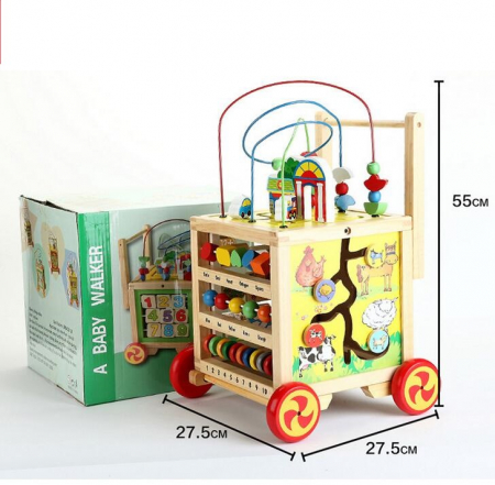 Joc educational Montessori Cub din lemn cu roti - 7 in 1 [3]