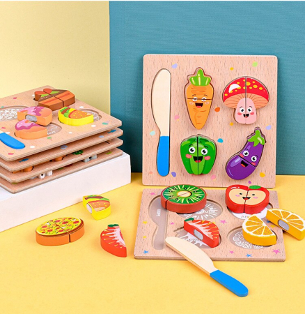 Joc inteligent lemn cu legume - jucarie Montessori [2]