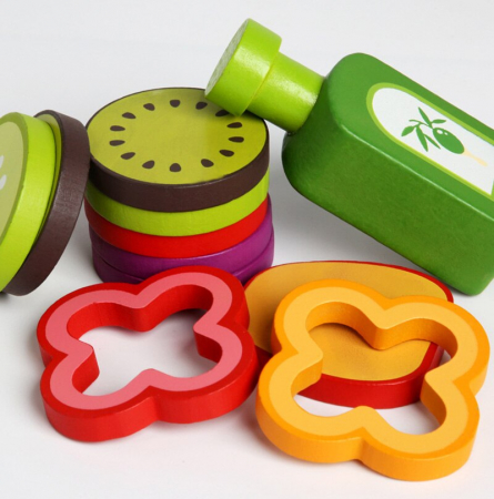 Joc salata de fructe si legume din lemn -  jucarie montessori [4]