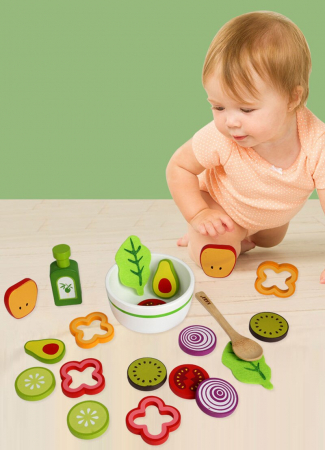 Joc salata de fructe si legume din lemn -  jucarie montessori [5]