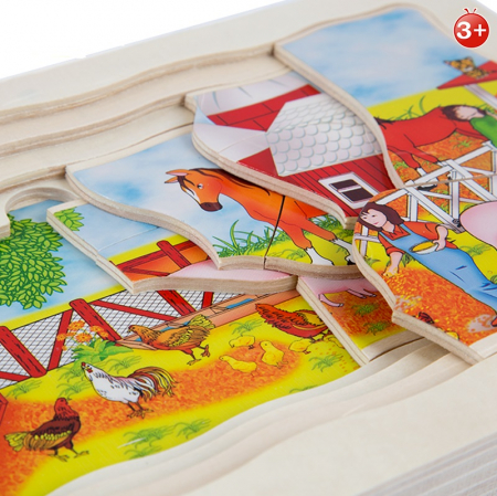 Joc Montessori din lemn - puzzle inteligent 5 in 1 gradina zoologica [1]