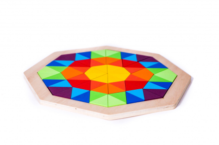 Joc Montessori -hexagon curcubeu din lemn [1]