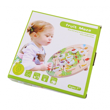 Joc cogntiv labirint cu fructe din lemn [0]