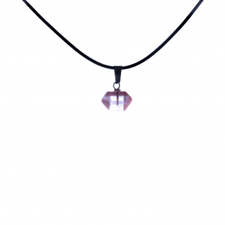 Feng Shui - Colier cu pandantiv cu piatra semipretioasa Ametist hexagonala orizontala