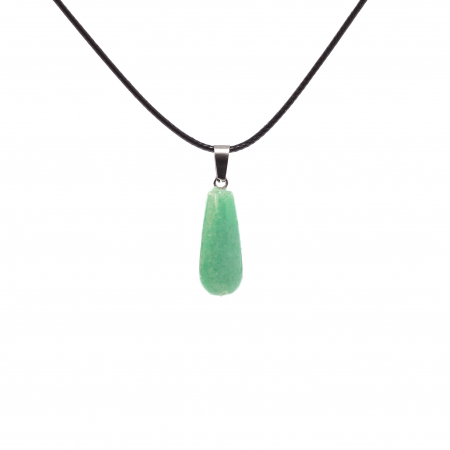 Cercei din lemn - Colier cu pandantiv cu piatra semipretioasa Aventurin in forma de lacrima