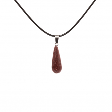 Cercei din lemn - Colier cu pandantiv cu piatra semipretioasa  Piatra Soarelui  in forma de lacrima