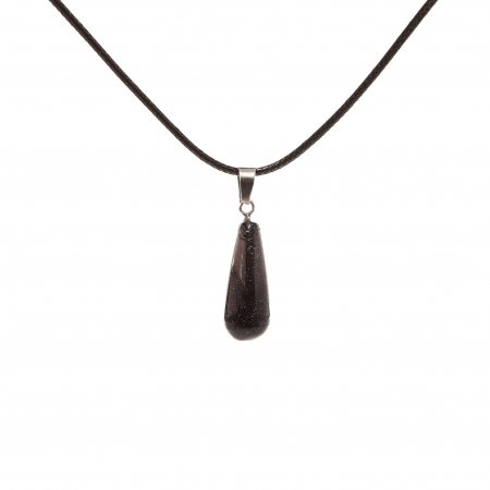 Bijuterii - Colier cu pandantiv cu piatra semipretioasa in forma de lacrima negru sclipicios