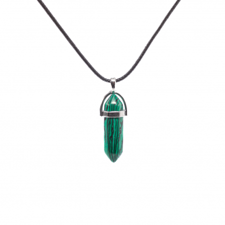 Feng Shui - Colier cu pandantiv cu piatra semipretioasa Malachit hexagonala
