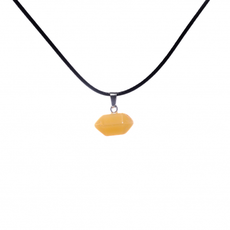 Feng Shui - Colier cu pandantiv cu piatra semipretioasa Citrin hexagonala orizontala