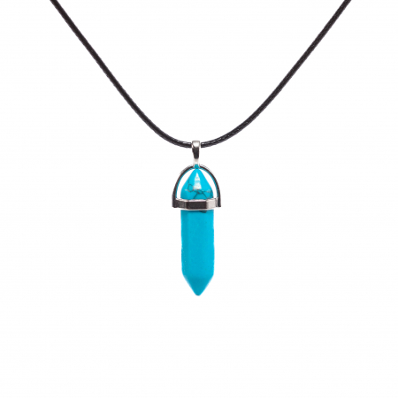 Feng Shui - Colier cu pandantiv cu piatra semipretioasa hexagonala Turcoaz