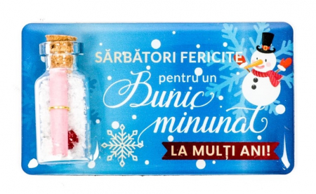 Magneti de Craciun - Magnet de Craciun albastru cu mesaj - Bunic minunat