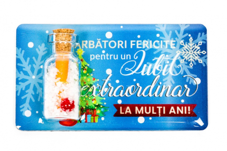 Magneti de Craciun - Magnet de Craciun albastru cu mesaj - Iubit extraordinar