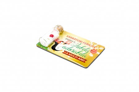 Magnet de Craciun galben cu mesaj - Iubita adorabila [1]