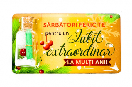 Magneti de Craciun - Magnet de Craciun galben cu mesaj - Iubit extraordinar