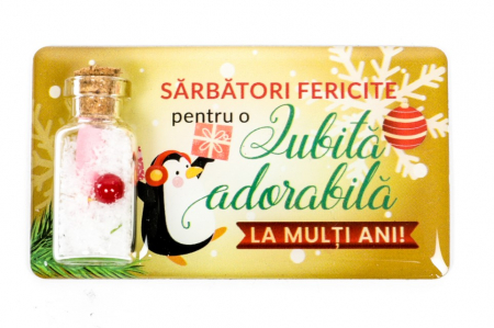 Magneti de Craciun - Magnet de Craciun galben cu mesaj - Iubita adorabila