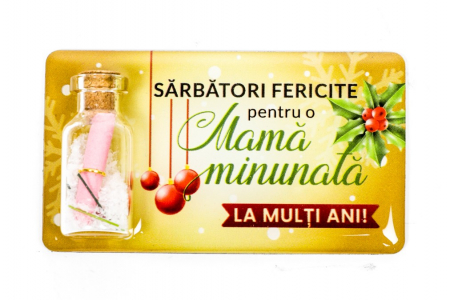 Magneti de Craciun - Magnet de Craciun galben cu mesaj - Mama minunata