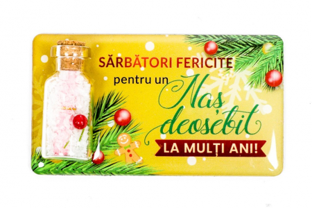 Magneti de Craciun - Magnet de Craciun galben cu mesaj - Nas deosebit