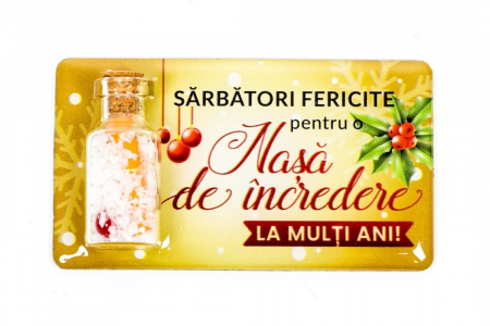 Magneti de Craciun - Magnet de Craciun galben cu mesaj - Nasa de incredere