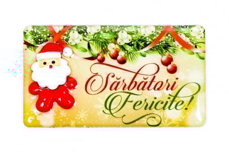 Magneti de Craciun - Magnet de Craciun galben cu mesaj - Sarbatori fericite!