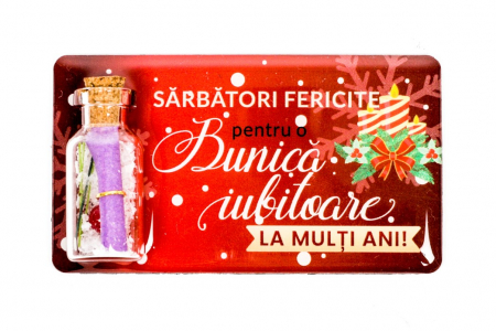 Magneti de Craciun - Magnet de Craciun rosu cu mesaj - Bunica iubitoare