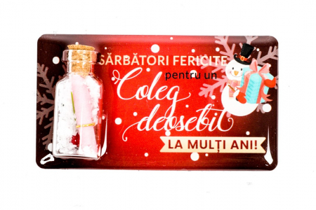 Magneti de Craciun - Magnet de Craciun rosu cu mesaj - Coleg deosebit