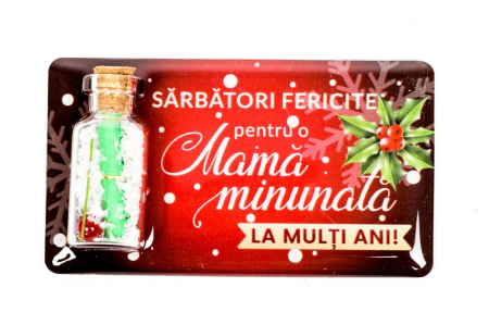 Magneti de Craciun - Magnet de Craciun rosu cu mesaj - Mama minunata