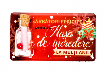 Magneti de Craciun - Magnet de Craciun rosu cu mesaj - Nasa de incredere