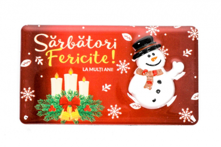 Magnet de Craciun rosu cu mesaj - Sarbatori fericite! [0]