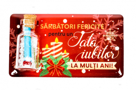 Magneti de Craciun - Magnet de Craciun rosu cu mesaj - Tata iubitor