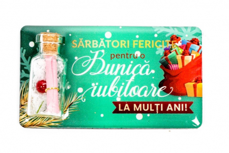 Magneti de Craciun - Magnet de Craciun verde cu mesaj - Bunica iubitoare