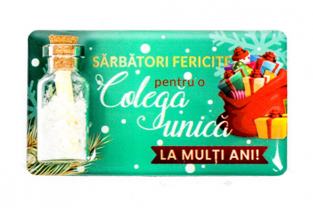 Magneti de Craciun - Magnet de Craciun verde cu mesaj - Colega unica