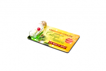 Magnet de Craciun galben cu mesaj - Colega unica [1]