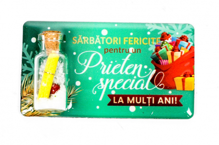 Magneti de Craciun - Magnet de Craciun verde cu mesaj - Prieten special
