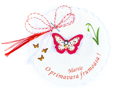 Martisor-brosa cu un fluturas rosu cu alb [0]