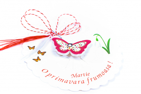 Martisor-brosa cu un fluturas rosu cu alb [1]