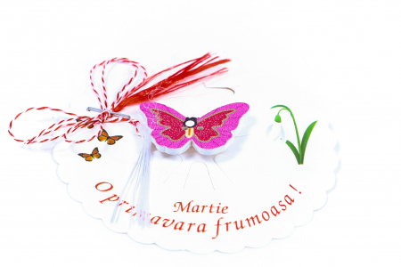 Martisor-brosa cu un fluturas roz cu rosu [1]