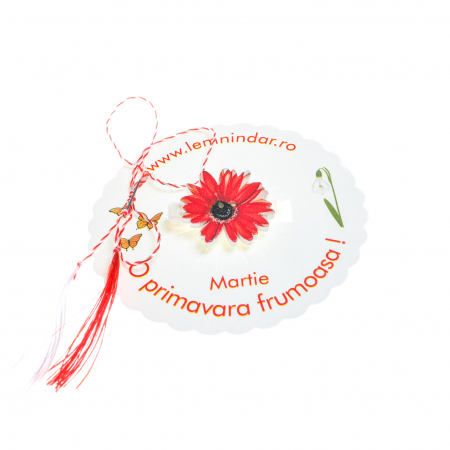 Martisor-brosa cu o margareta rosie cu centru negru [2]