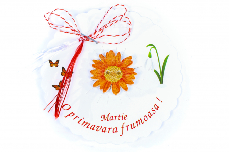 Martisor-brosa cu o margareta portocalie cu galben [0]