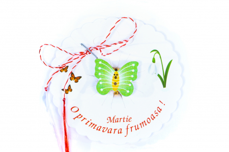 Martisor-brosa cu un fluture verde cu galben [0]