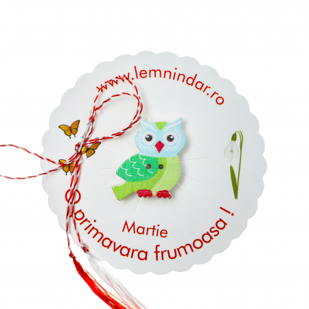 Martisor-brosa cu o bufnita draguta cu nuante de verde si cap albastru [0]