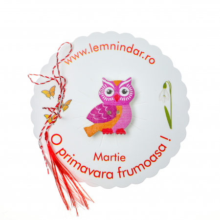 Martisor-brosa cu o bufnita draguta roz [0]