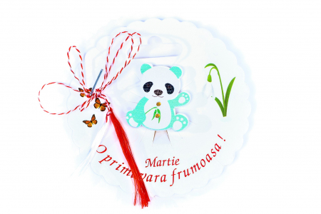 Martisor-brosa cu un ursulet panda turcoaz [0]