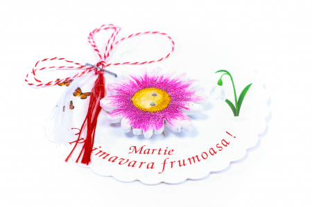 Martisor-brosa cu o margareta roz cu galben [1]
