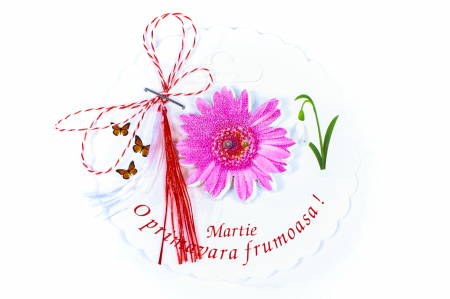 Martisor-brosa cu o margareta mare roz [0]