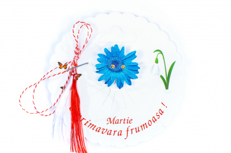 Martisor-brosa cu o margareta albastru deschis [0]