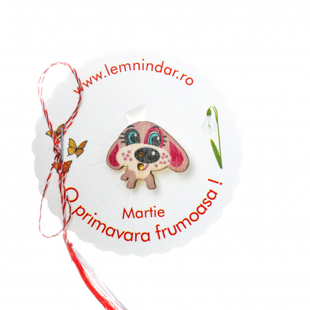 Martisoare - Martisor-brosa cu un catel dragut roz