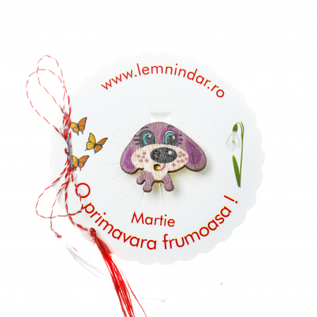 Martisoare - Martisor-brosa cu un catel dragut mov