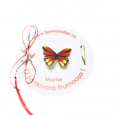 Martisor-brosa cu un fluturas portocaliu cu galben [1]